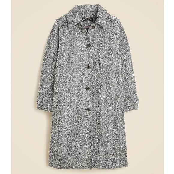 J. Crew Relaxed Italian Topcoat Gray Winter Jacket in Herringbone Size 0 - Picture 1 of 10